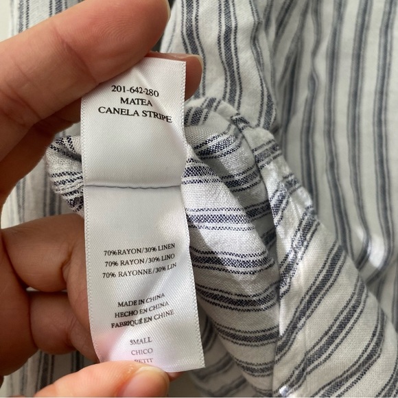 NWT Rails Matea Canela Stripe Linen Blend Lace Up Shirt Blouse Small - Picture 15 of 16